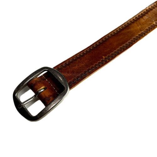 CARVING LEATHER BELT / BROWN