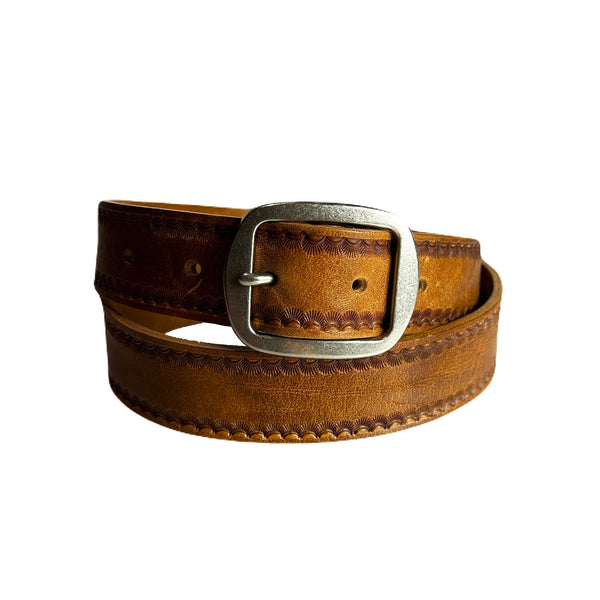 CARVING LEATHER BELT / BROWN