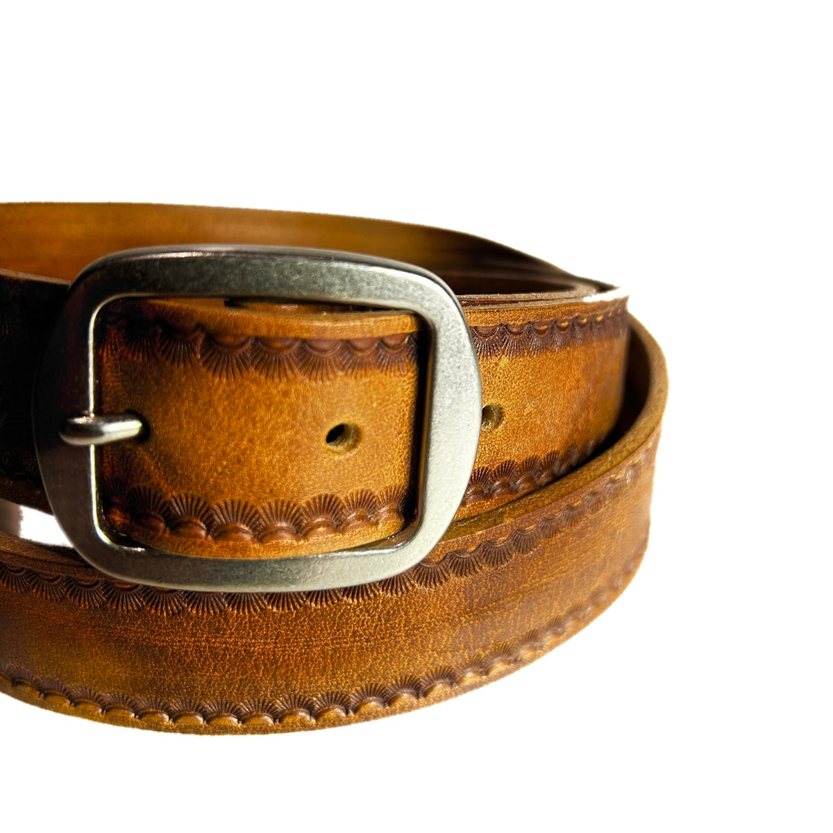 CARVING LEATHER BELT / BROWN