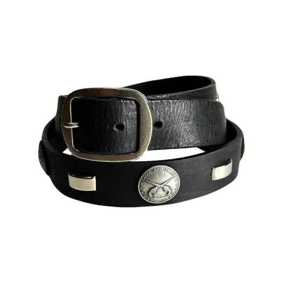 CONCHO LEATHER BELT / BLACK