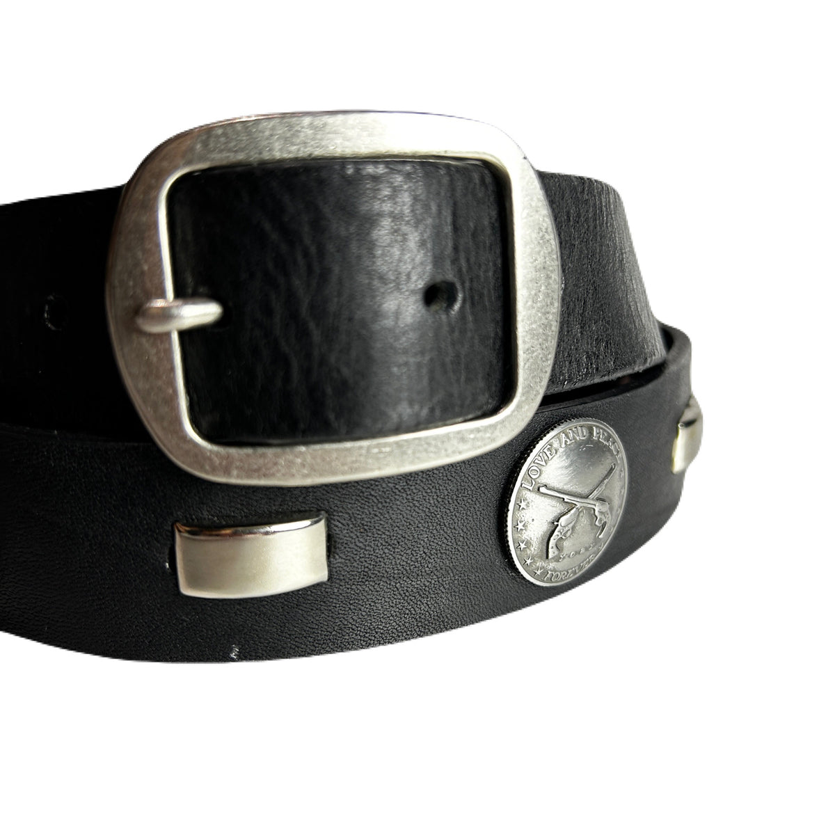 CONCHO LEATHER BELT / BLACK