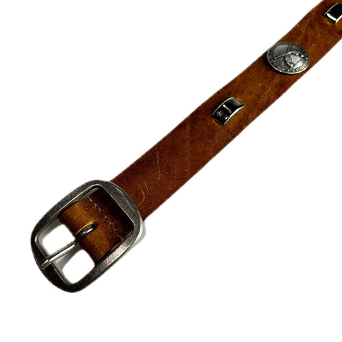 CONCHO LEATHER BELT / BROWN