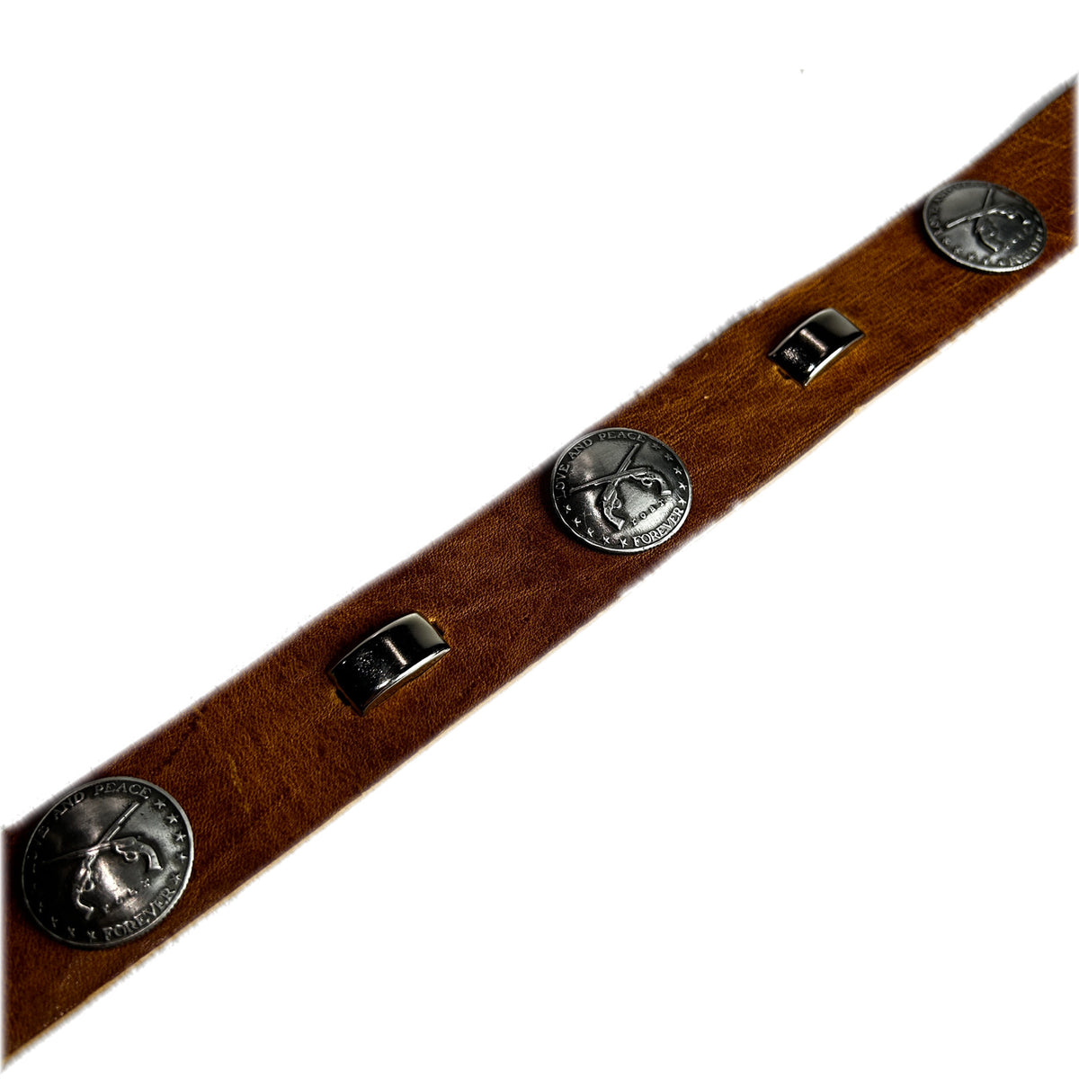 CONCHO LEATHER BELT / BROWN