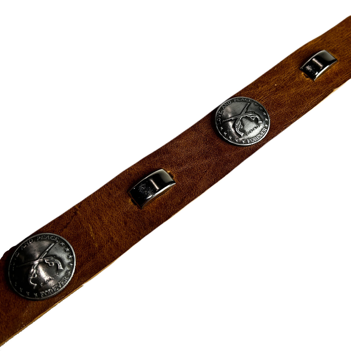 CONCHO LEATHER BELT / BROWN