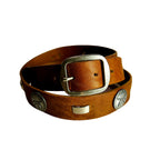 CONCHO LEATHER BELT / BROWN