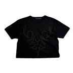 WOMENS CARD EMBROIDERY T-SHIRT / BLACK