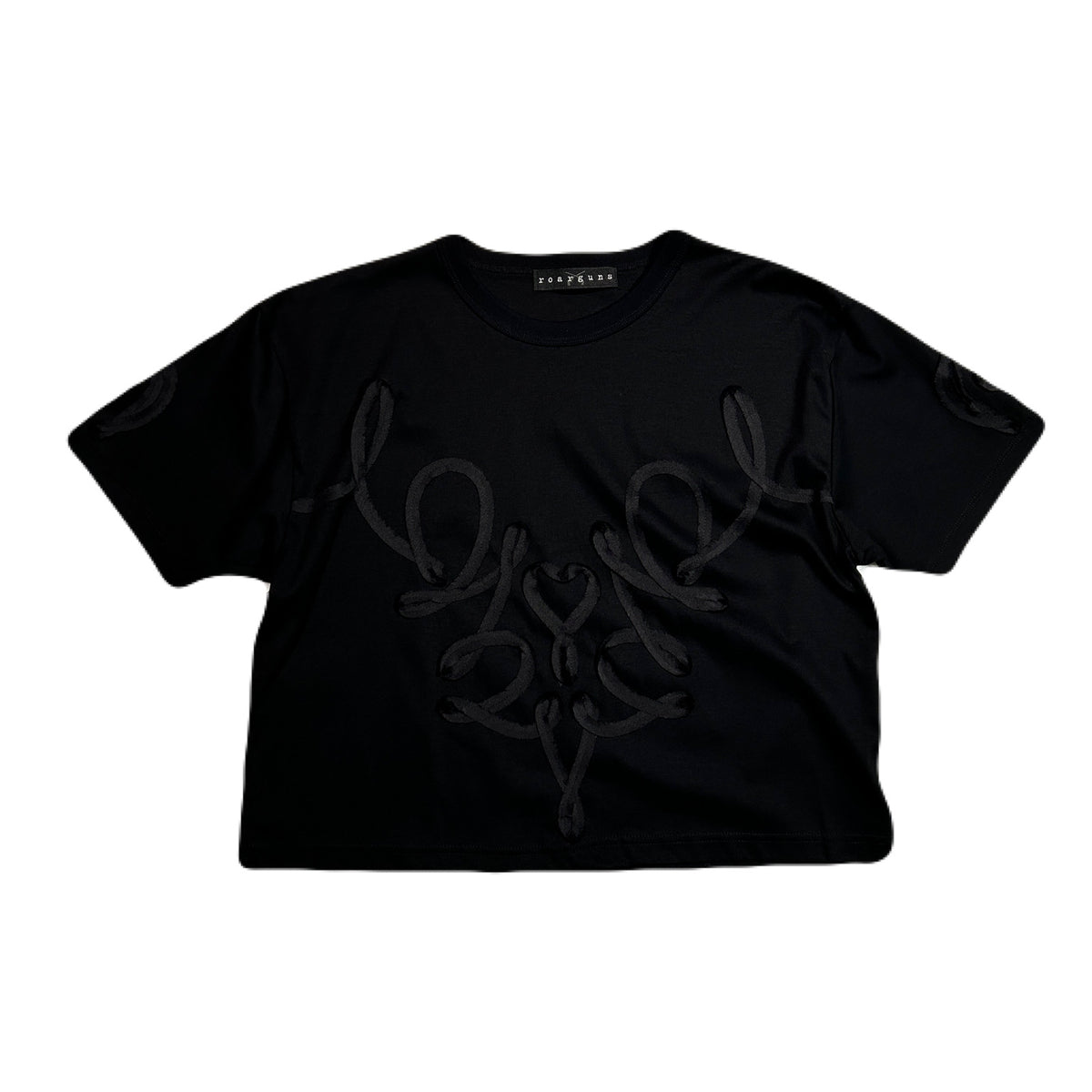 WOMENS CARD EMBROIDERY T-SHIRT / BLACK