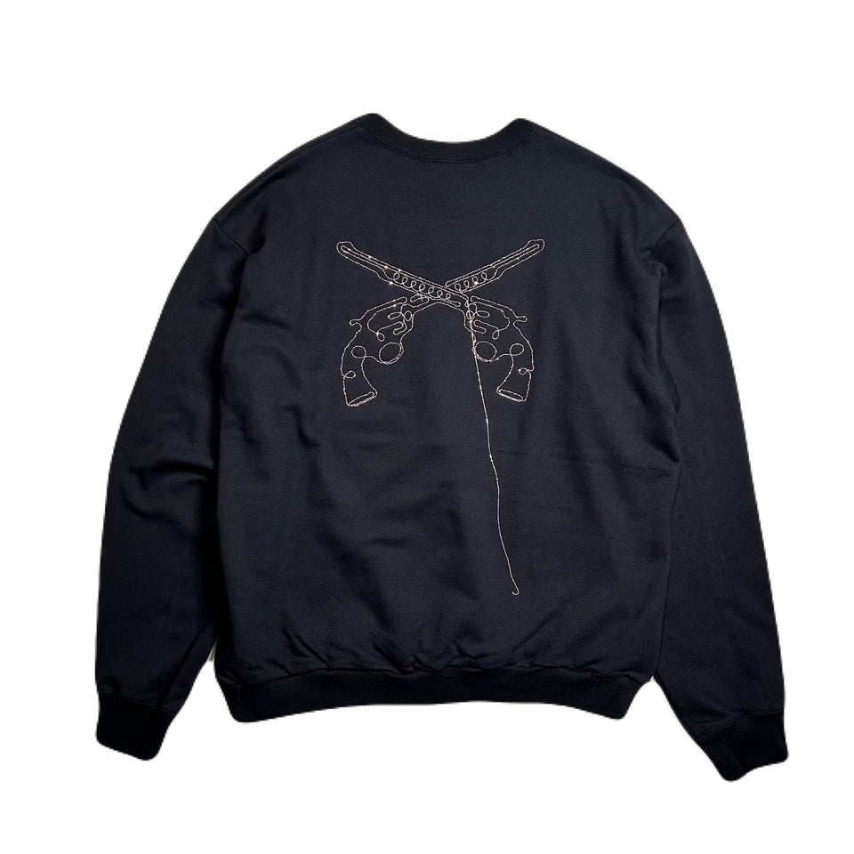 Load image into Gallery viewer, BALL CHAIN CROSSGUN EMBROIDERY SWEAT / BLACK