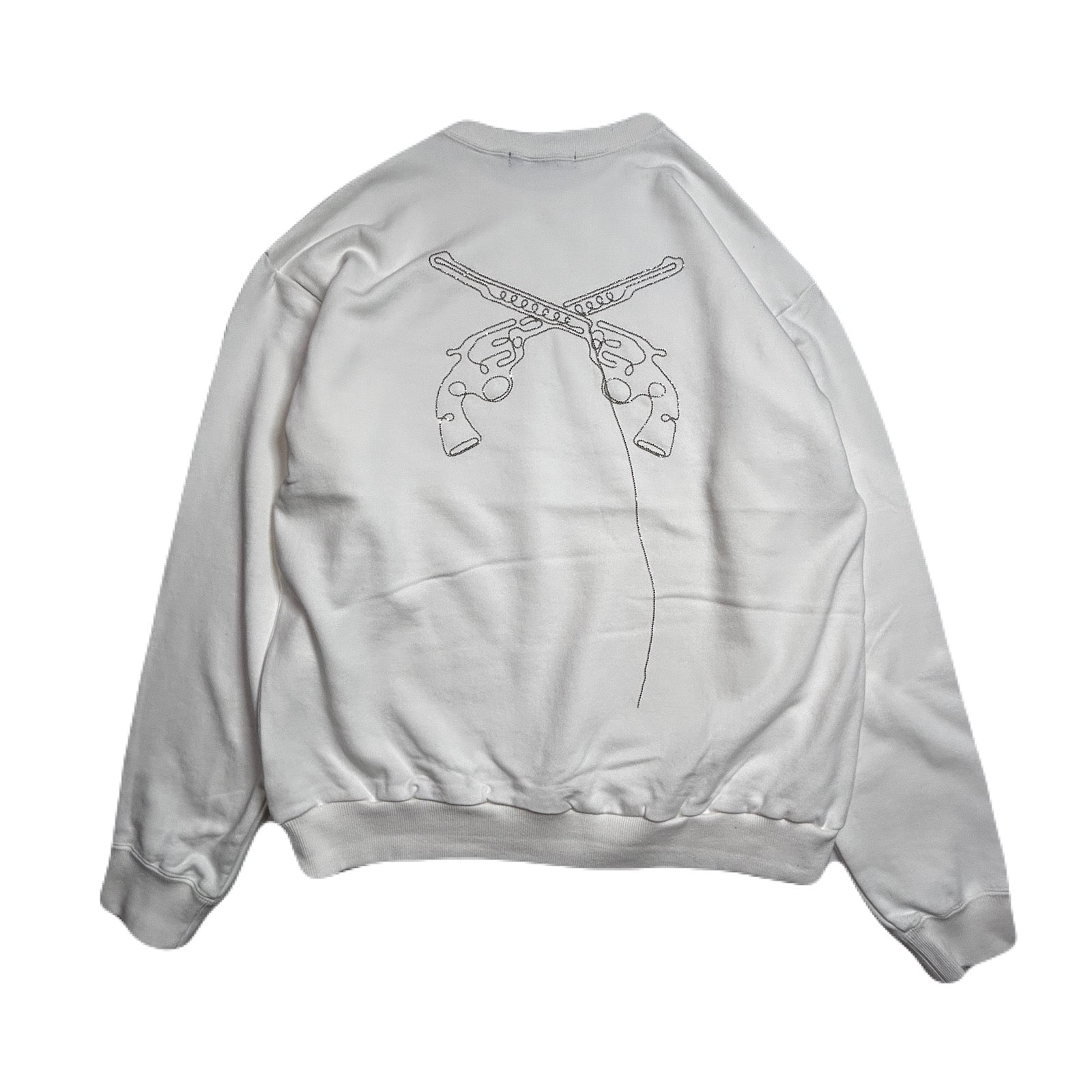 Load image into Gallery viewer, BALL CHAIN CROSSGUN EMBROIDERY SWEAT / WHITE