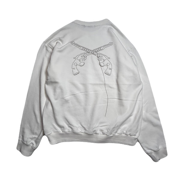 BALL CHAIN CROSSGUN EMBROIDERY SWEAT / WHITE