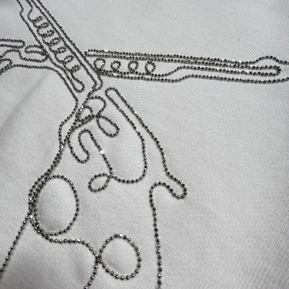 Load image into Gallery viewer, BALL CHAIN CROSSGUN EMBROIDERY SWEAT / WHITE