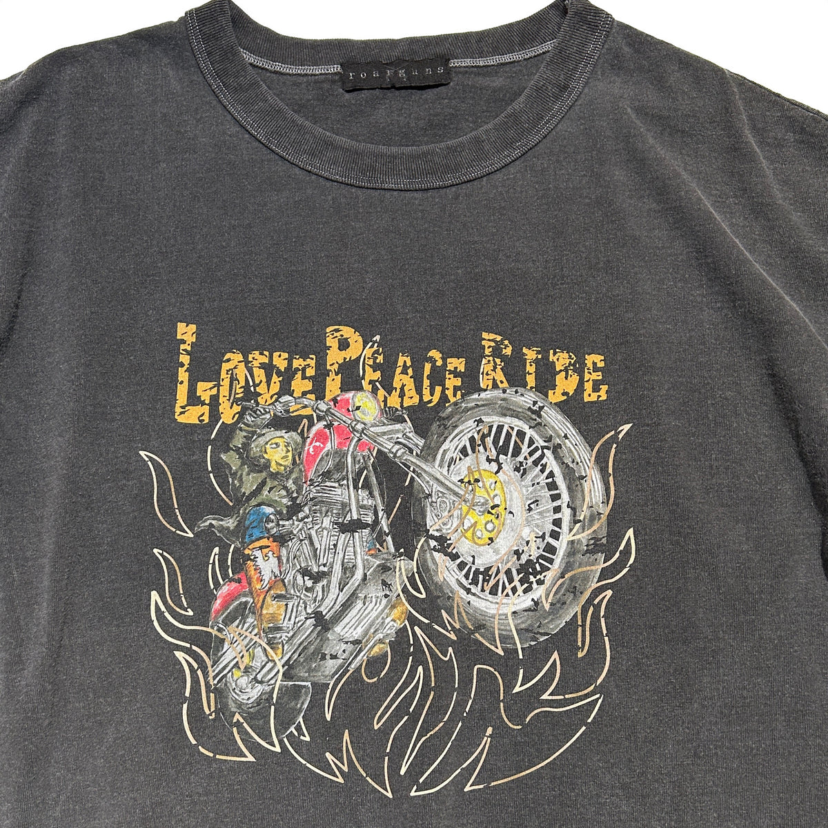PIGMENT DYE BIKER T-SHIRT / BLACK (COLOR)