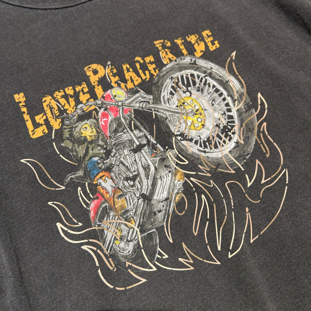 PIGMENT DYE BIKER T-SHIRT / BLACK (COLOR)
