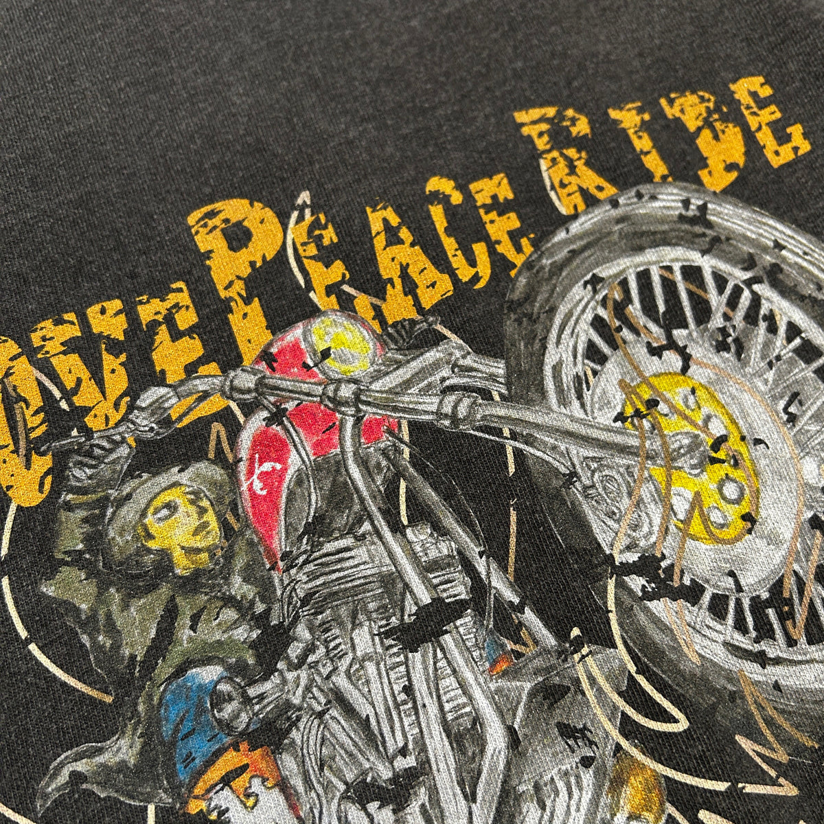 PIGMENT DYE BIKER T-SHIRT / BLACK (COLOR)