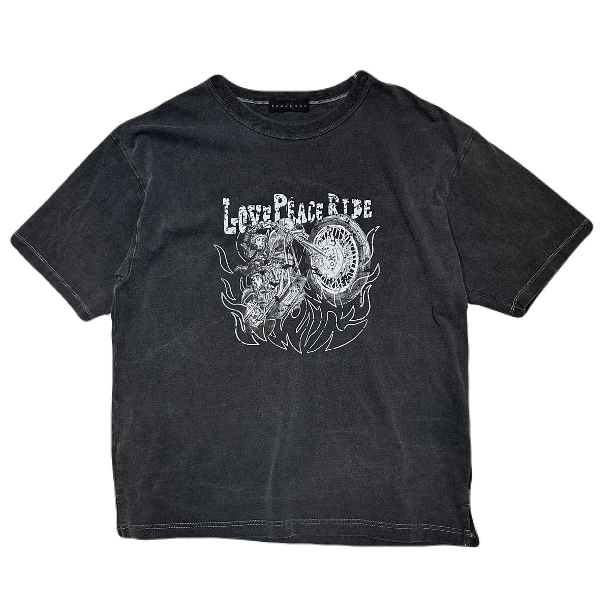 PIGMENT DYE BIKER T-SHIRT / BLACK*WHITE (MONO)
