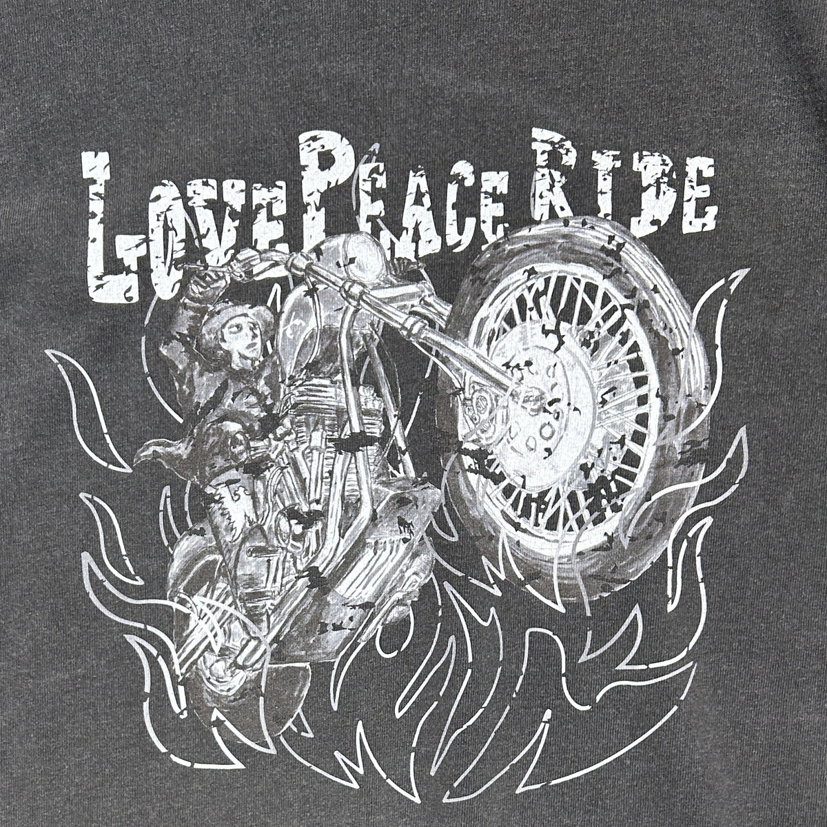 PIGMENT DYE BIKER T-SHIRT / BLACK*WHITE (MONO)
