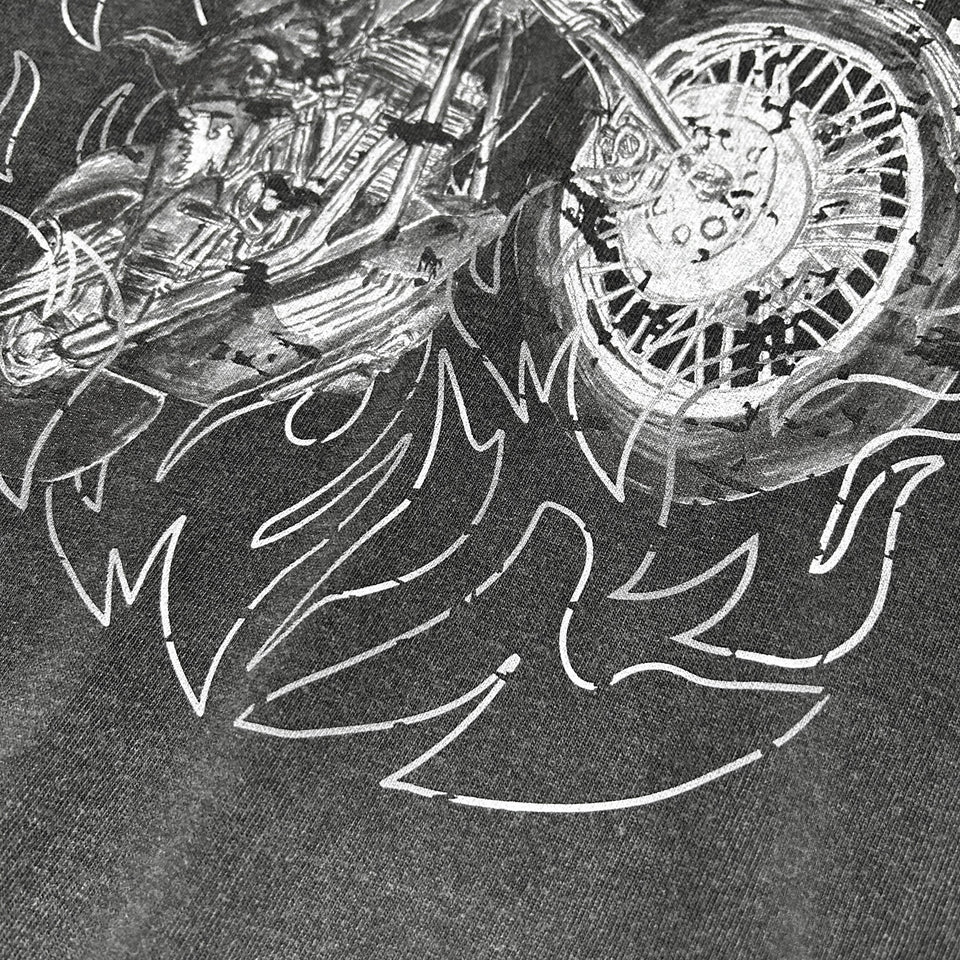 画像をギャラリービューアに読み込む, PIGMENT DYE BIKER T-SHIRT / BLACK*WHITE (MONO)