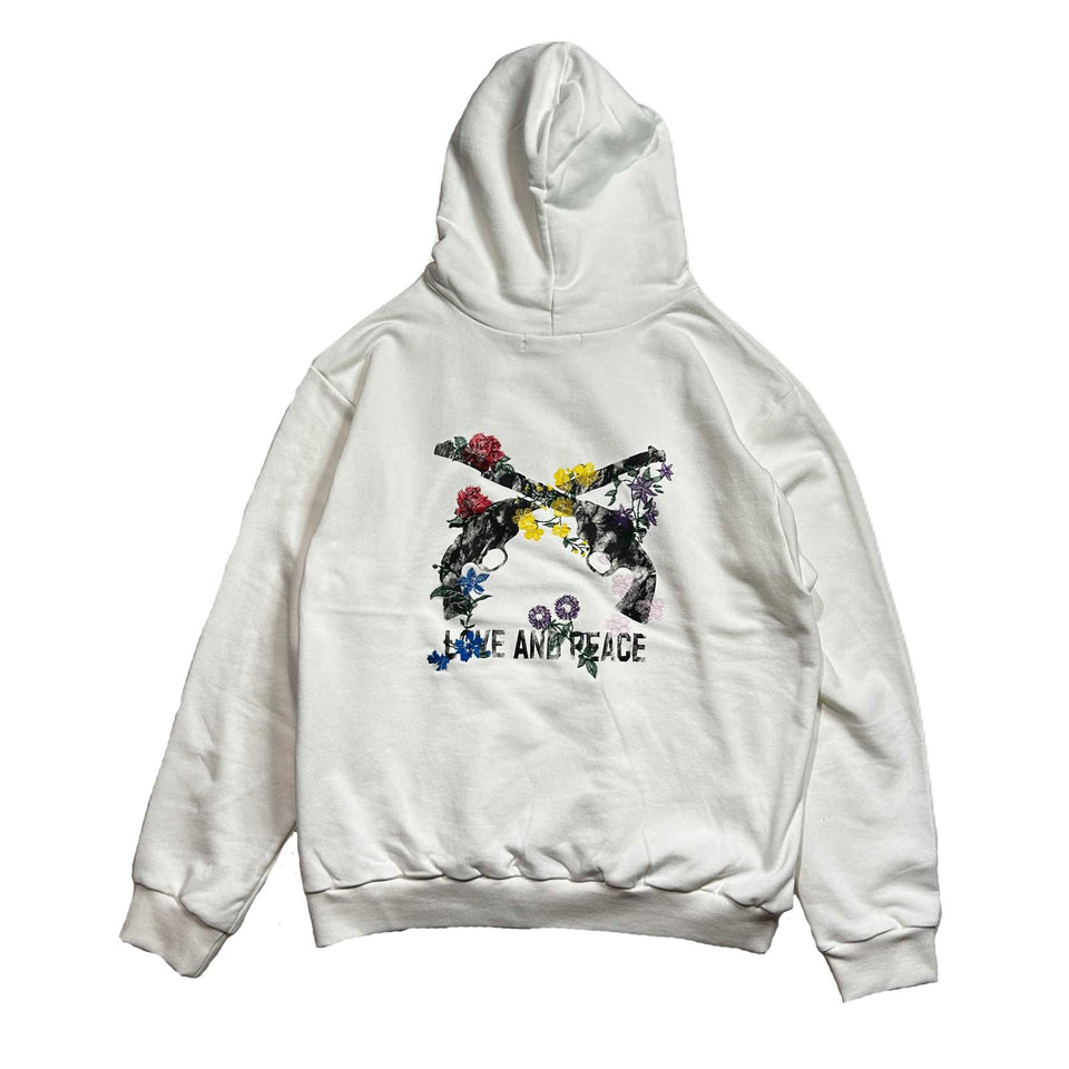 Load image into Gallery viewer, FLOWER CROSSGUN HOODIE / WHITE
