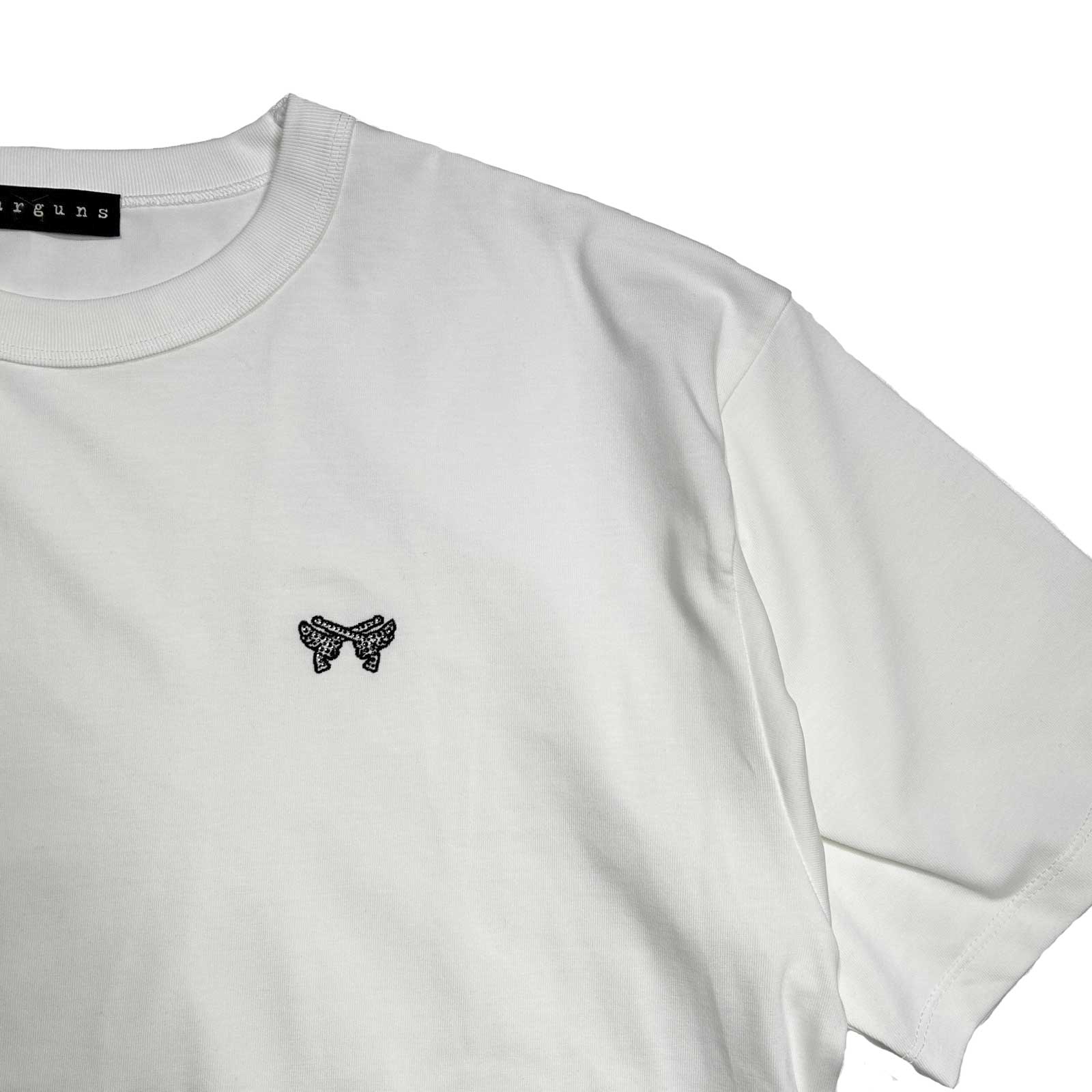 Load image into Gallery viewer, WING CROSSGUN EMBROIDERY T-SHIRT / WHITE