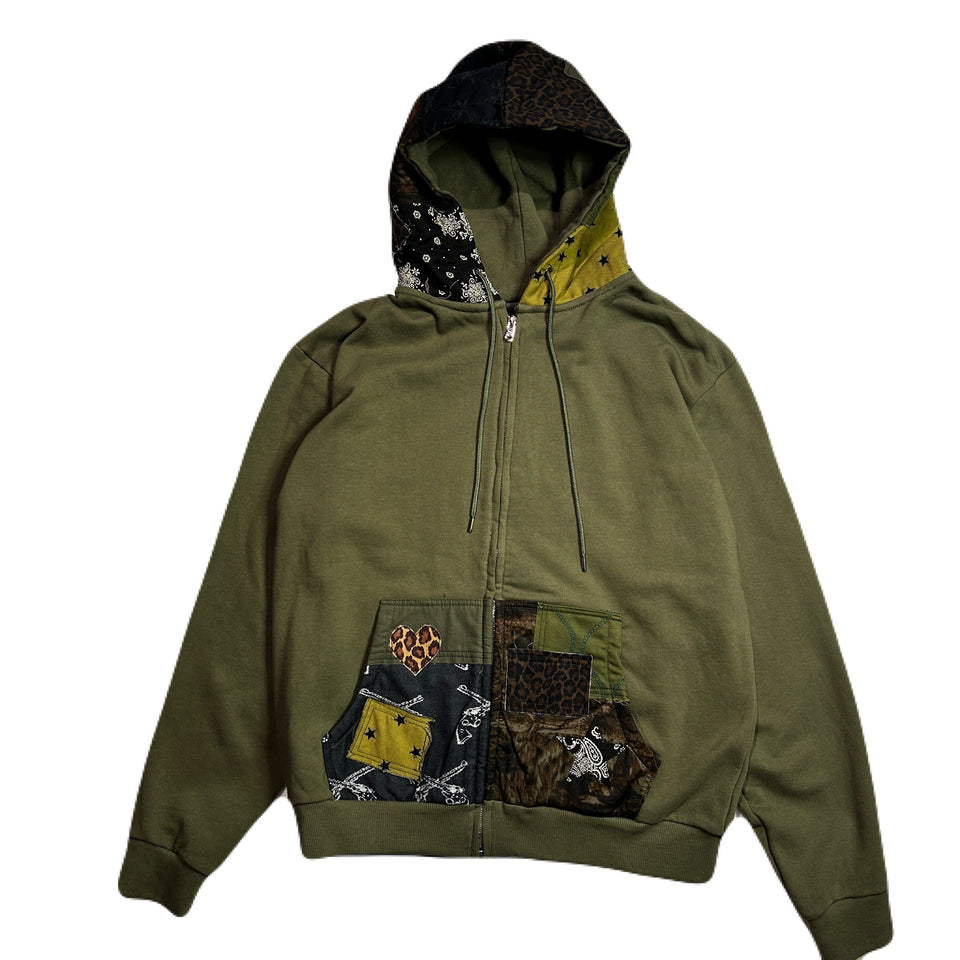 Load image into Gallery viewer, PATCH WORK REMAKE HOODIE / KHAKI