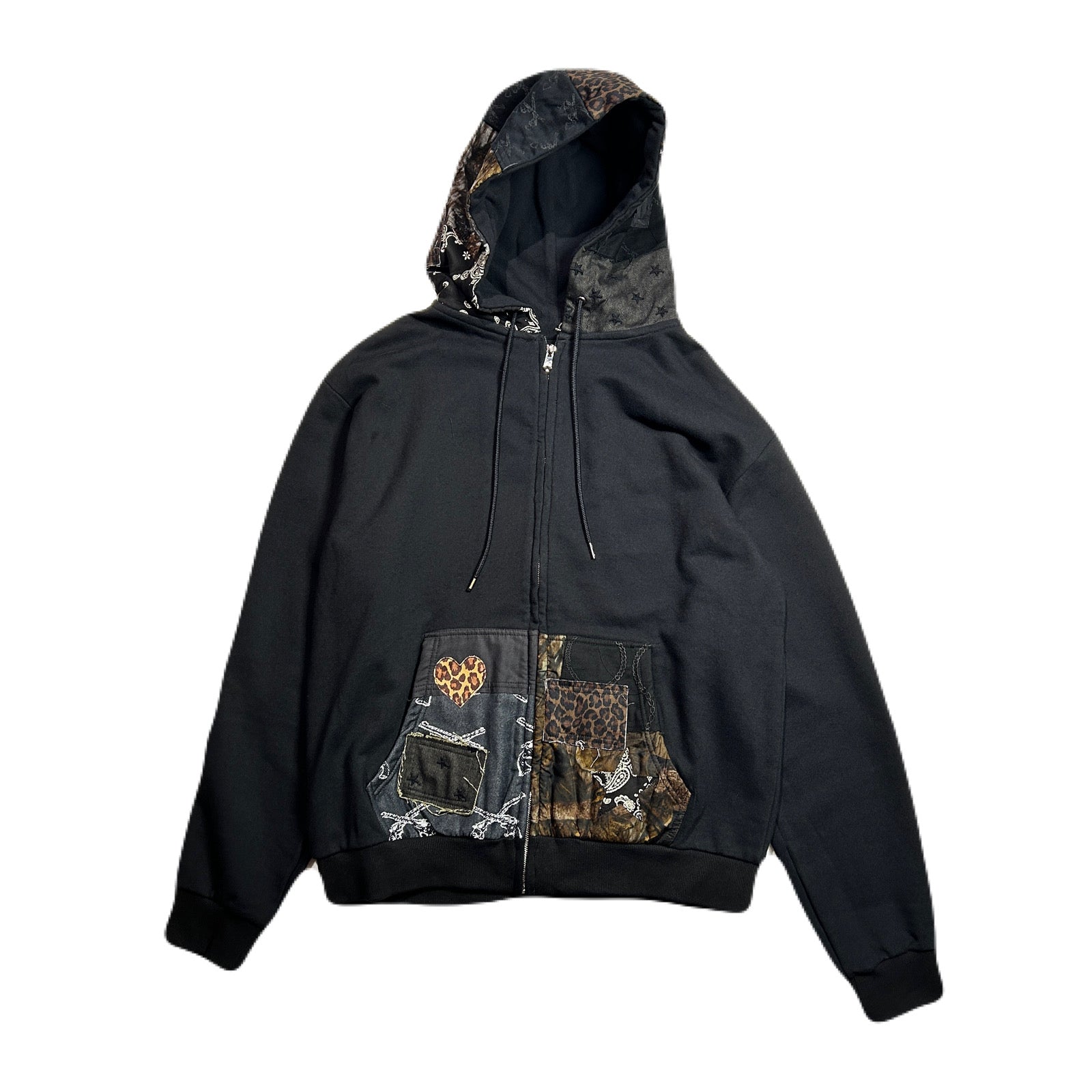 Load image into Gallery viewer, PATCH WORK REMAKE HOODIE / BLACK