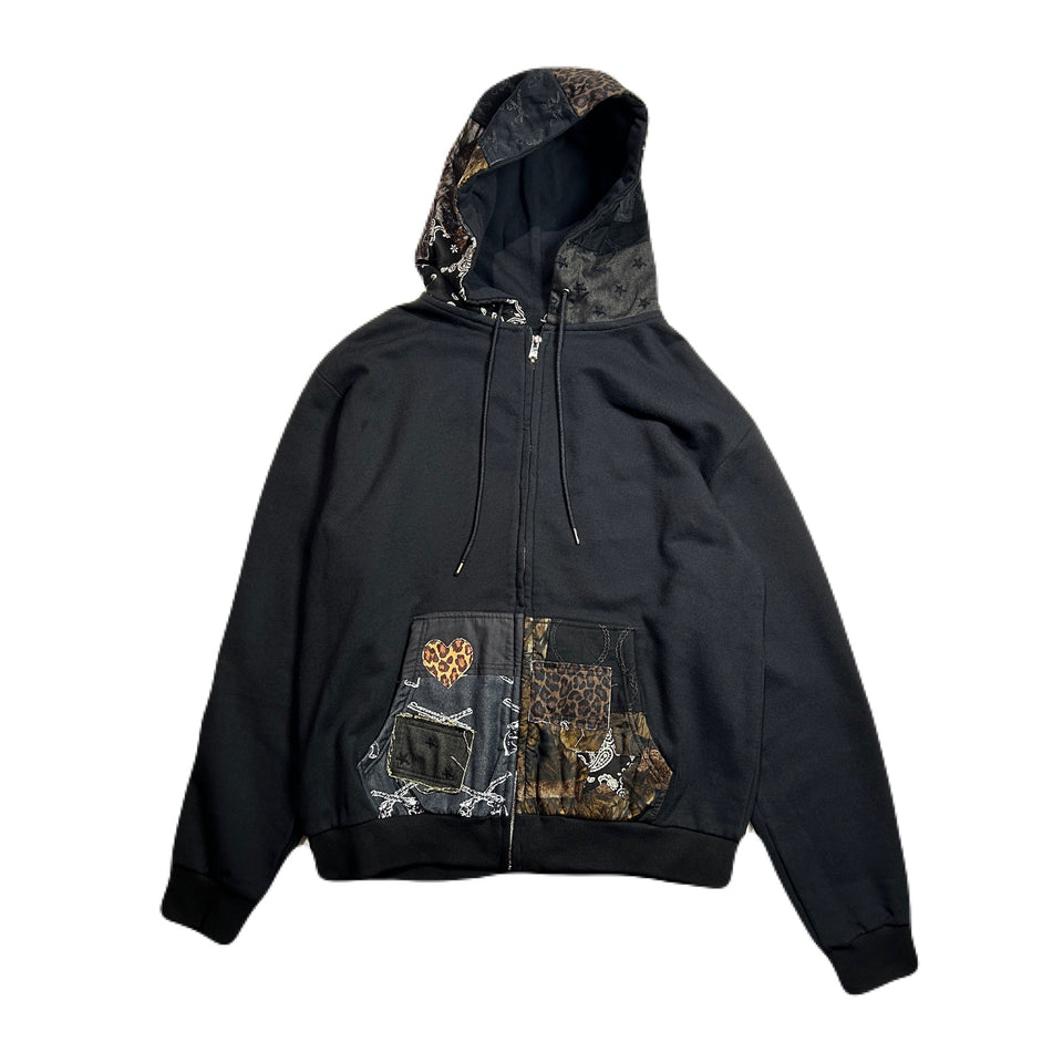 Load image into Gallery viewer, PATCH WORK REMAKE HOODIE / BLACK