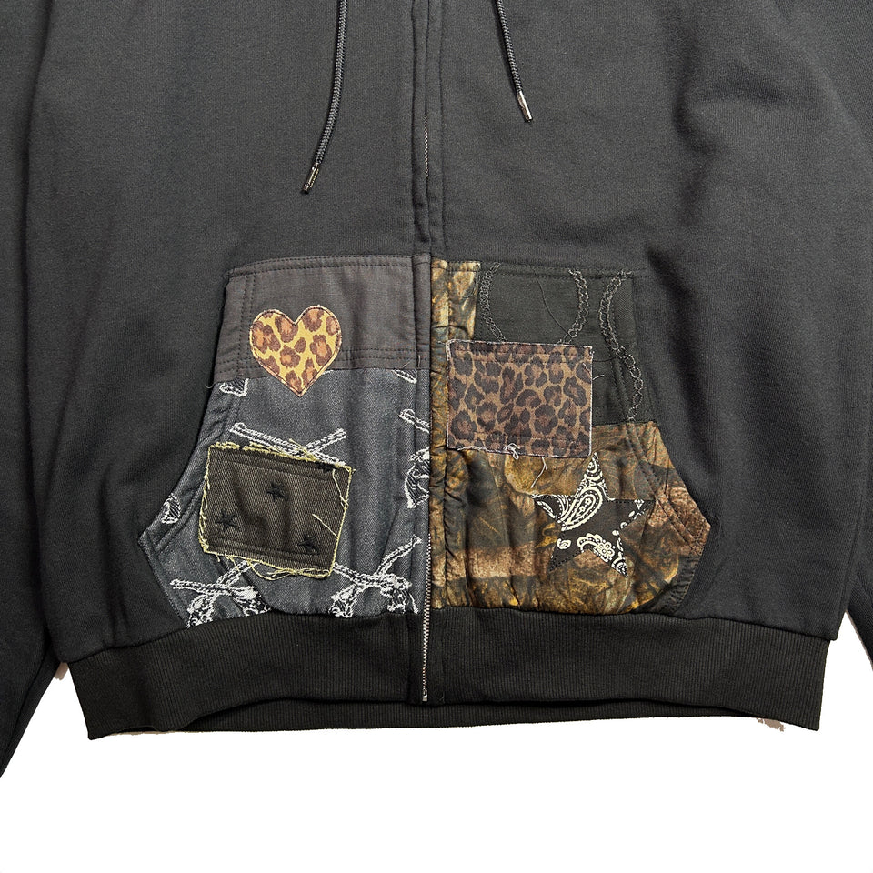 Load image into Gallery viewer, PATCH WORK REMAKE HOODIE / BLACK