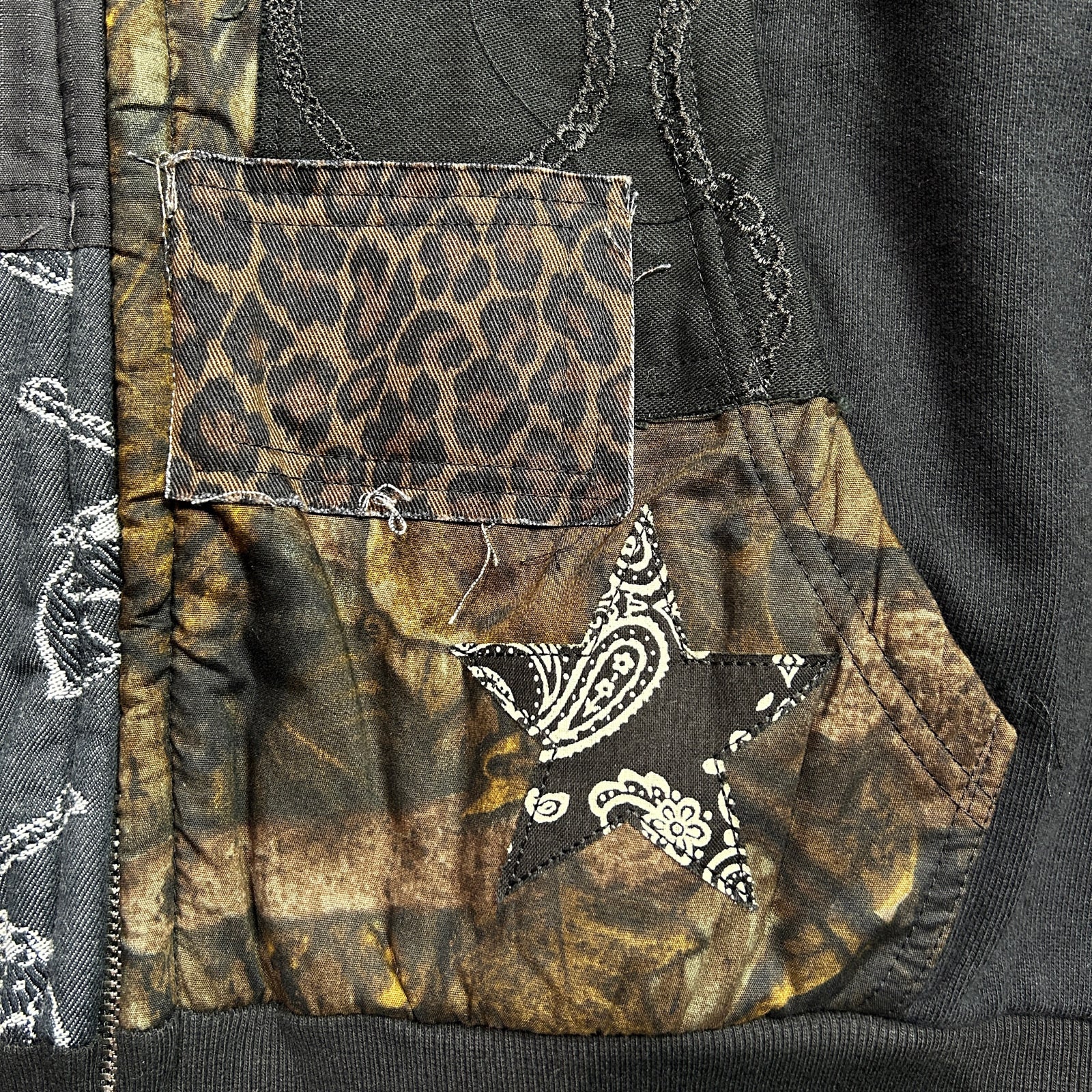 Load image into Gallery viewer, PATCH WORK REMAKE HOODIE / BLACK