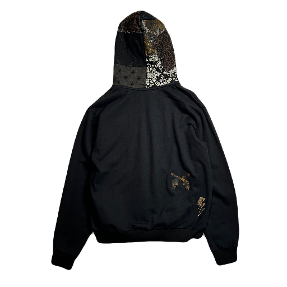 Load image into Gallery viewer, PATCH WORK REMAKE HOODIE / BLACK