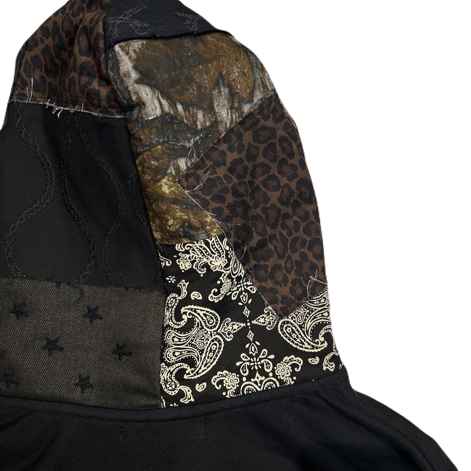 Load image into Gallery viewer, PATCH WORK REMAKE HOODIE / BLACK