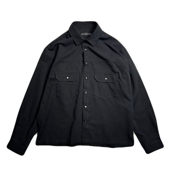 COTTON HEMP EAGLE EMBLEM SHIRT / BLACK*BLACK