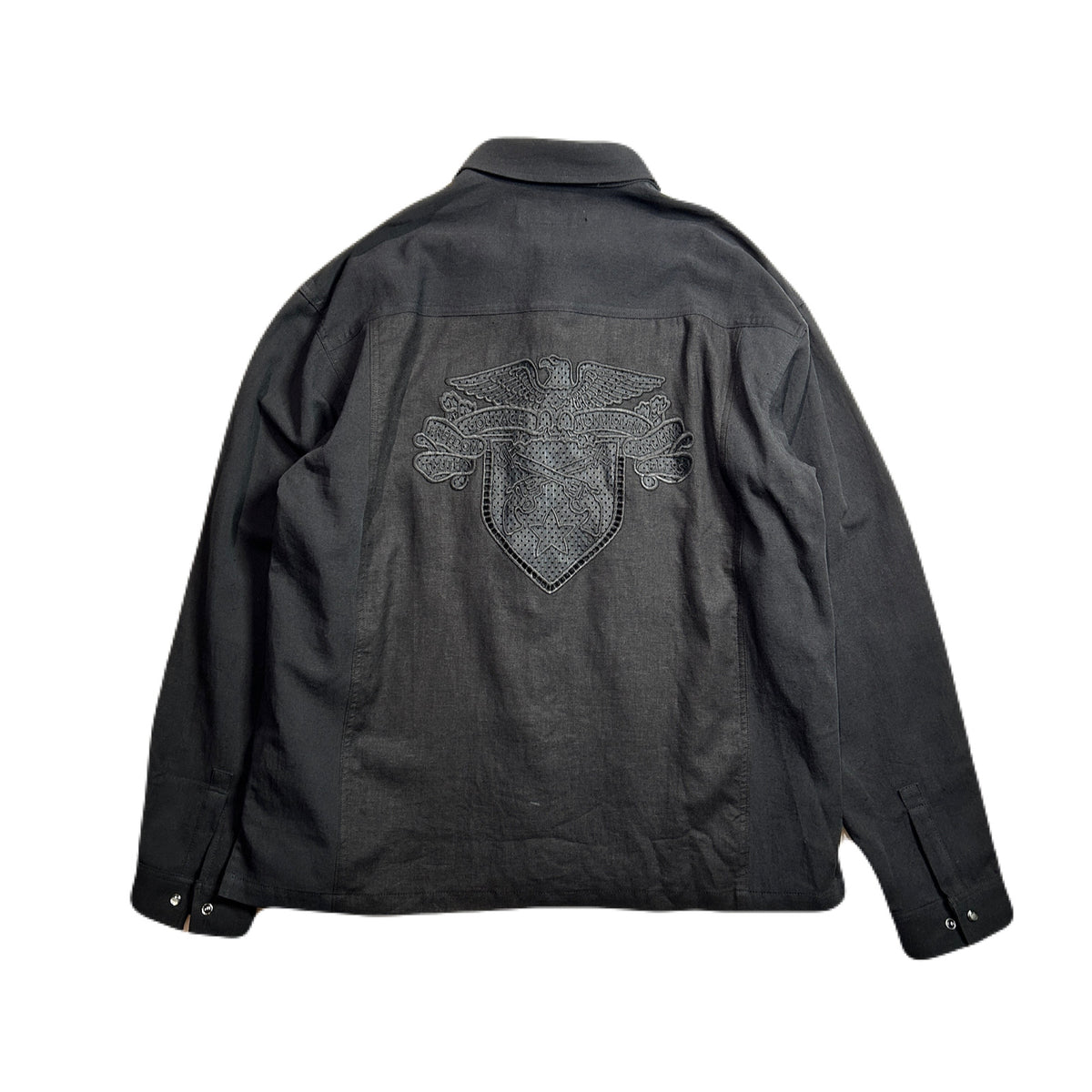 COTTON HEMP EAGLE EMBLEM SHIRT / BLACK*BLACK