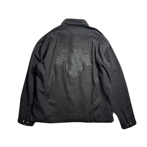 COTTON HEMP EAGLE EMBLEM SHIRT / BLACK*BLACK