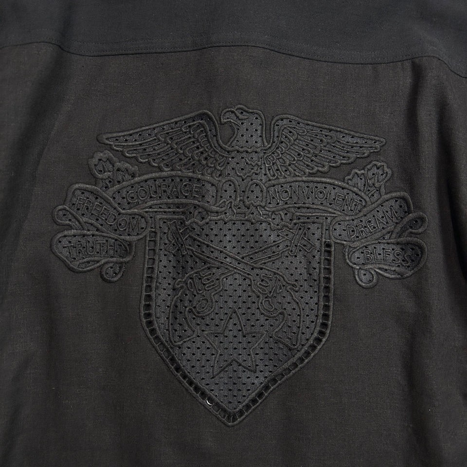 Load image into Gallery viewer, COTTON HEMP EAGLE EMBLEM SHIRT / BLACK*BLACK