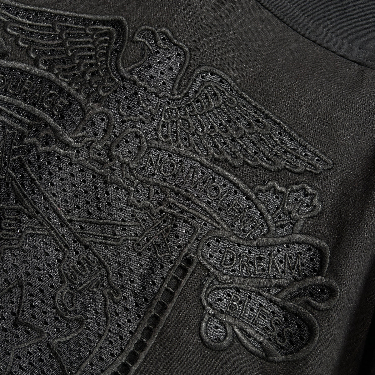 COTTON HEMP EAGLE EMBLEM SHIRT / BLACK*BLACK