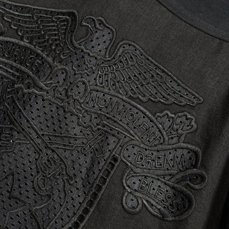 Load image into Gallery viewer, COTTON HEMP EAGLE EMBLEM SHIRT / BLACK*BLACK