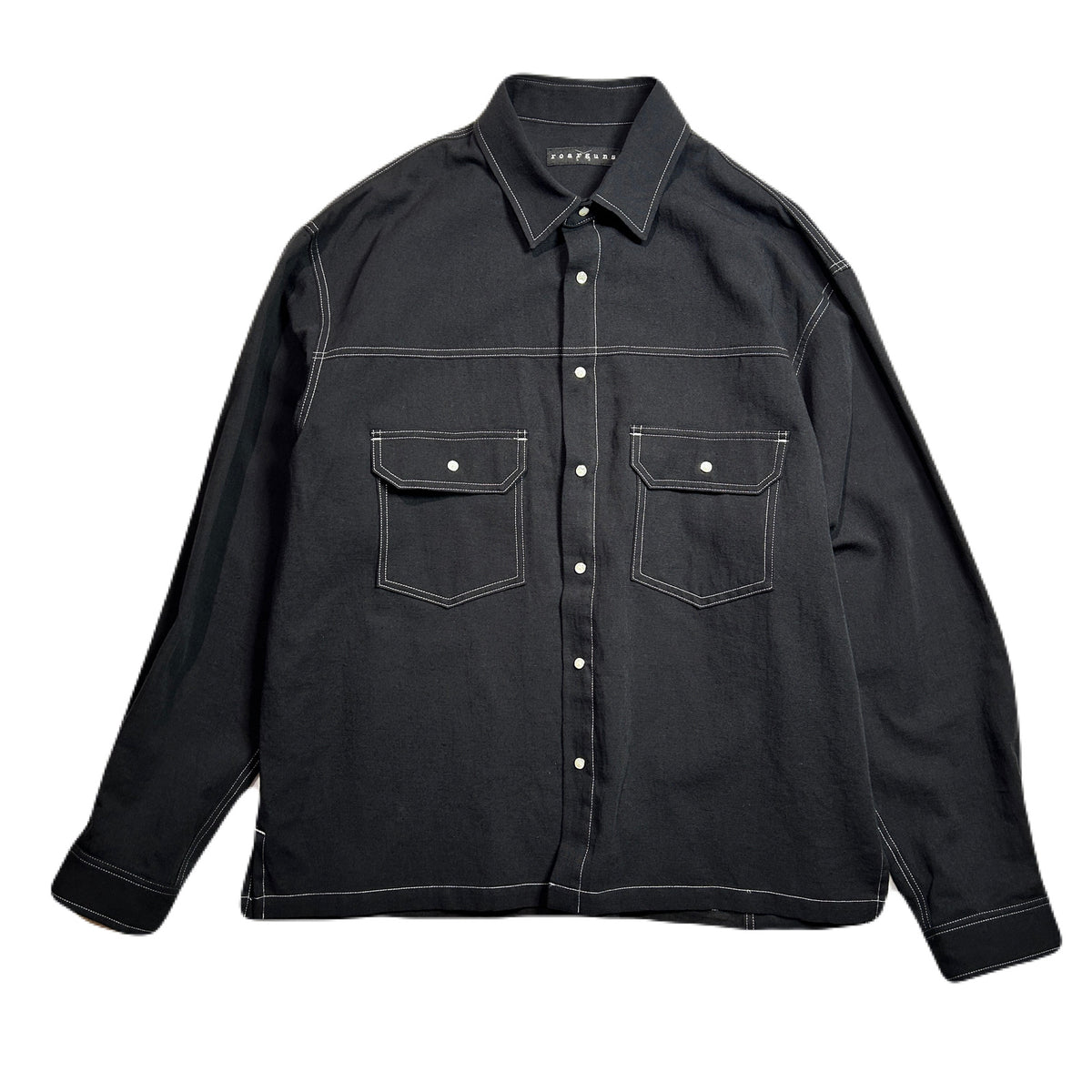 COTTON HEMP EAGLE EMBLEM SHIRT / BLACK*WHITE