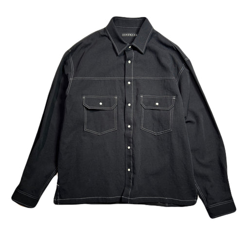 COTTON HEMP EAGLE EMBLEM SHIRT / BLACK*WHITE