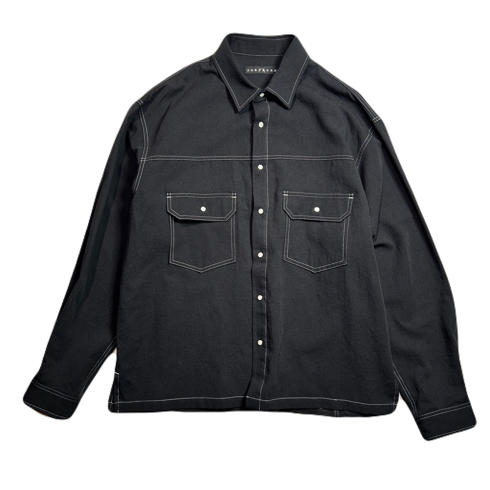 Load image into Gallery viewer, COTTON HEMP EAGLE EMBLEM SHIRT / BLACK*WHITE