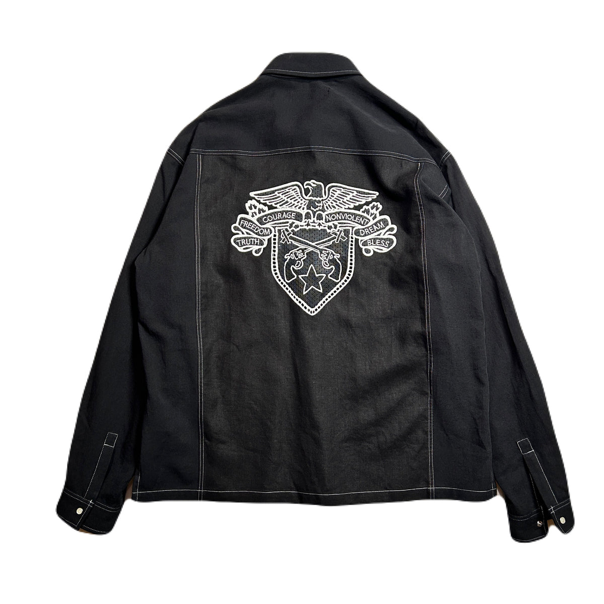COTTON HEMP EAGLE EMBLEM SHIRT / BLACK*WHITE
