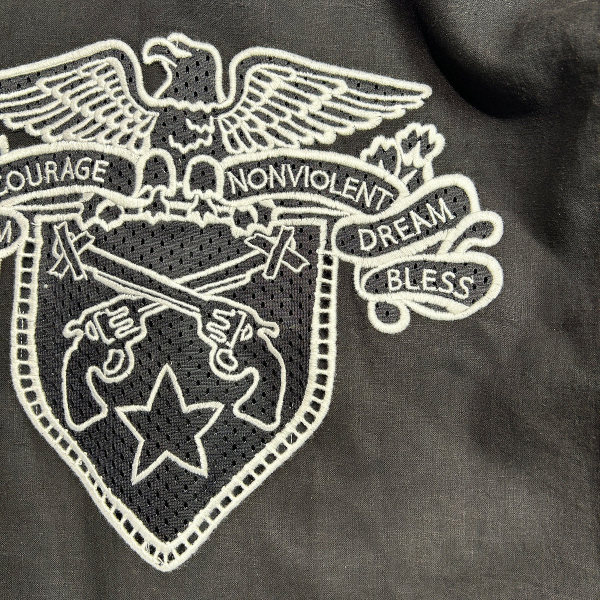 COTTON HEMP EAGLE EMBLEM SHIRT / BLACK*WHITE