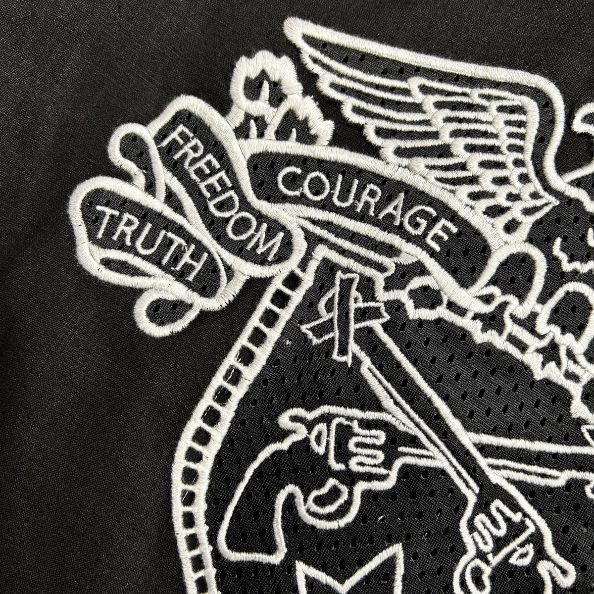 COTTON HEMP EAGLE EMBLEM SHIRT / BLACK*WHITE