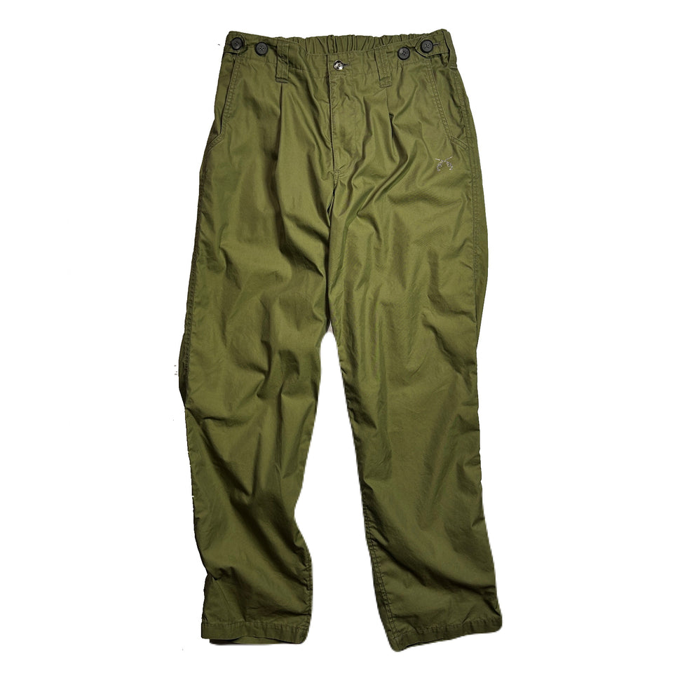 画像をギャラリービューアに読み込む, COTTON NYLON GABADINE TUCK PANTS / KHAKI
