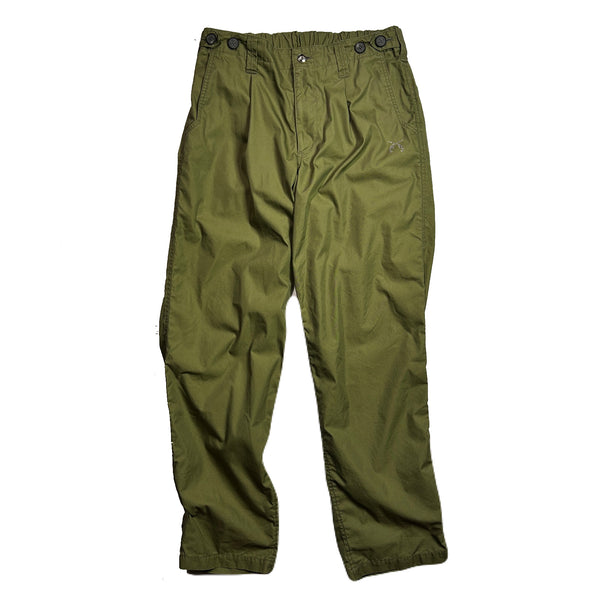 COTTON NYLON GABADINE TUCK PANTS / KHAKI