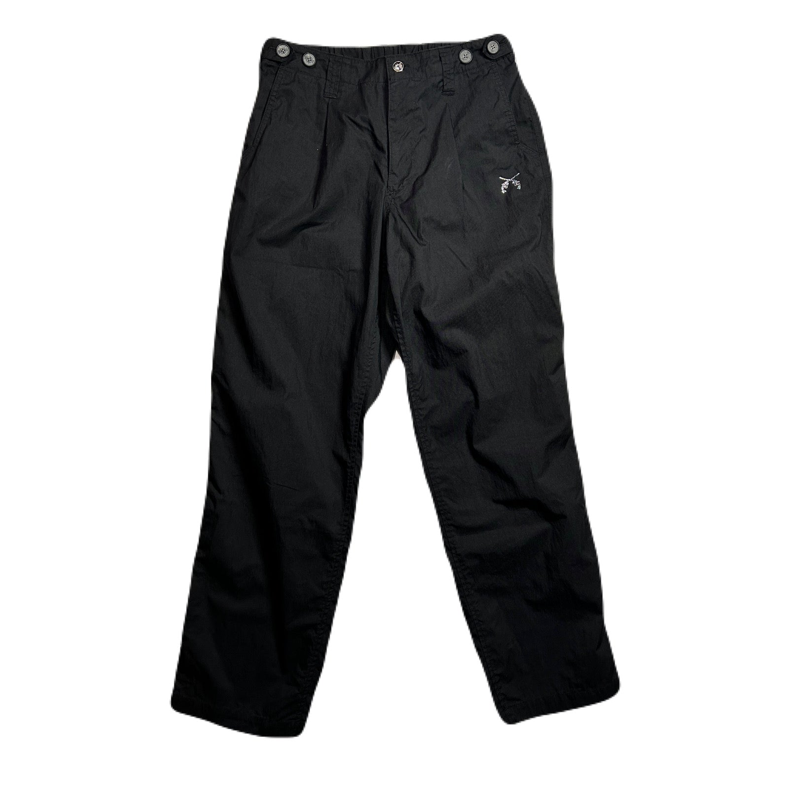 画像をギャラリービューアに読み込む, COTTON NYLON GABADINE TUCK PANTS / BLACK