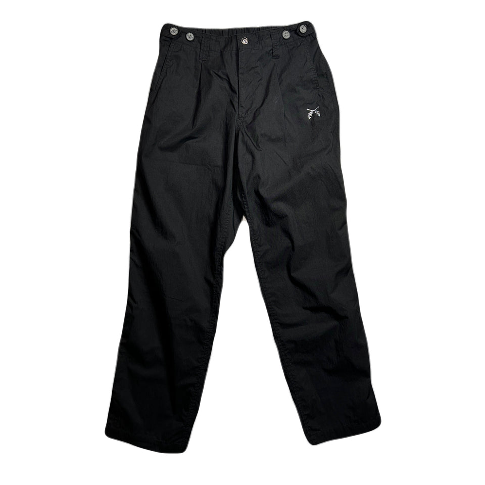 画像をギャラリービューアに読み込む, COTTON NYLON GABADINE TUCK PANTS / BLACK