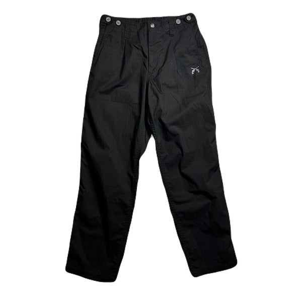 COTTON NYLON GABADINE TUCK PANTS / BLACK