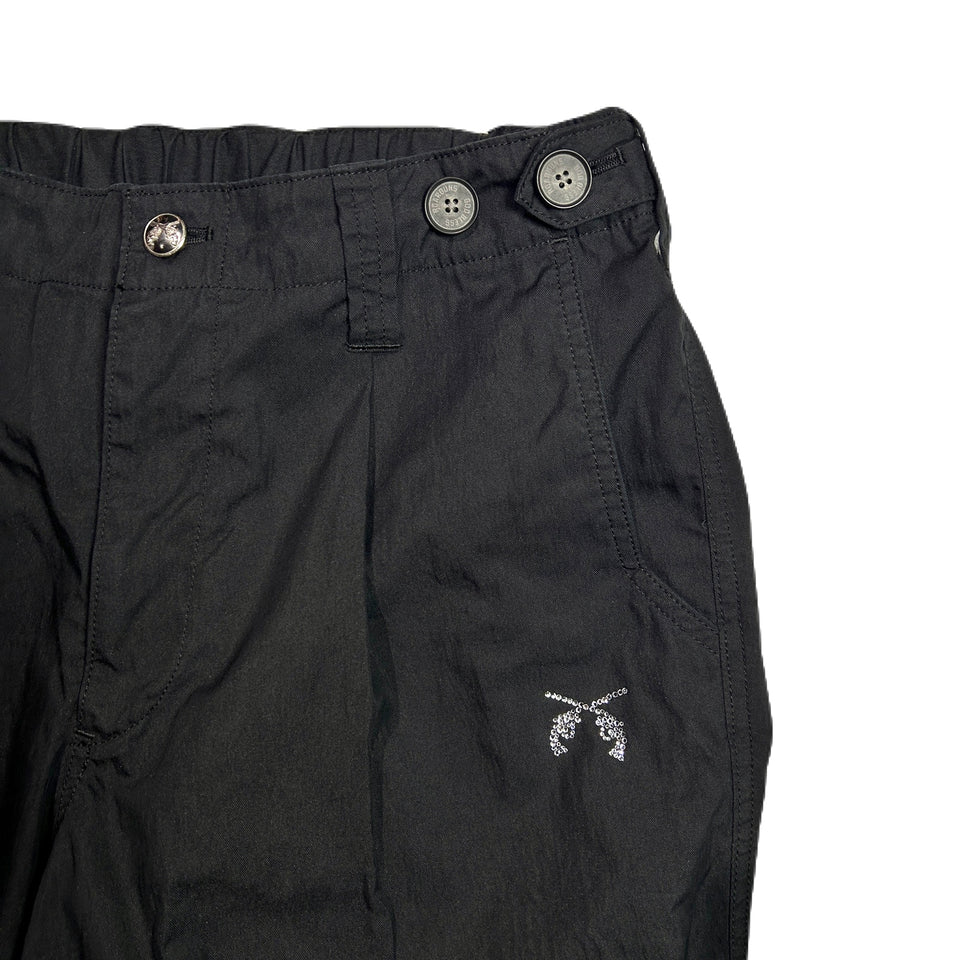 COTTON NYLON GABADINE TUCK PANTS / BLACK – roarguns ONLINE STORE