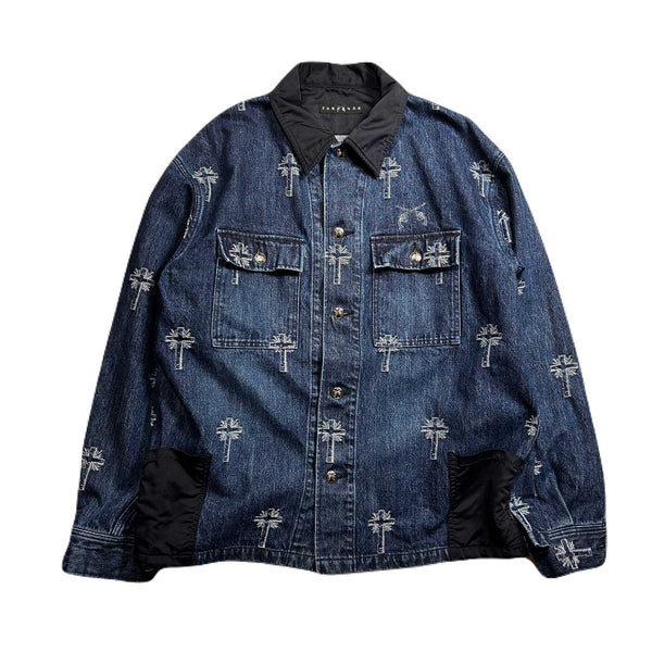 CROSS JACQUARD DENIM JACKET / INDIGO