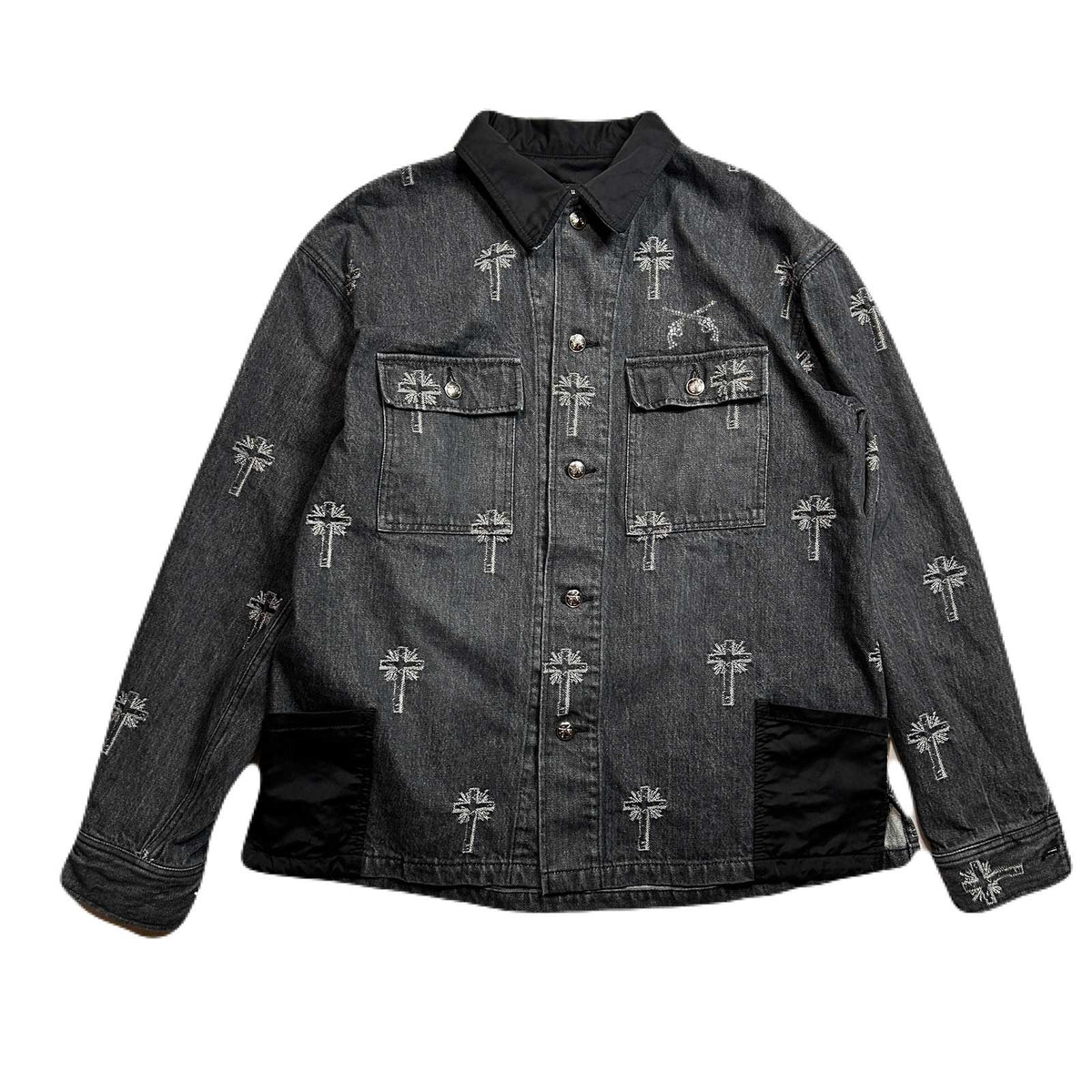 CROSS JACQUARD DENIM JACKET / BLACK